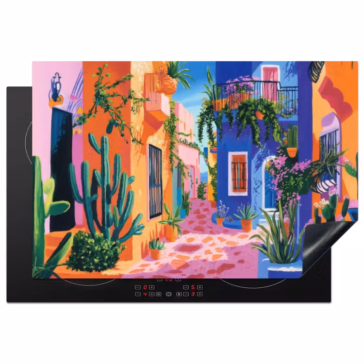 Geel - Blauw - Oranje - Huis Inductie beschermer vinyl 3mm klein -3d