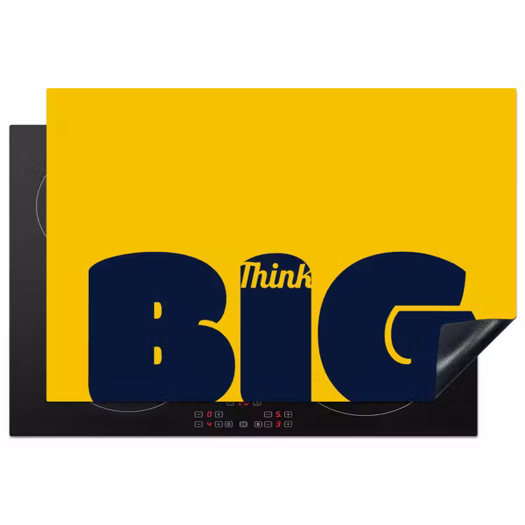 Geel - Think big - Grafisch Inductie beschermer vinyl 3mm klein -3d