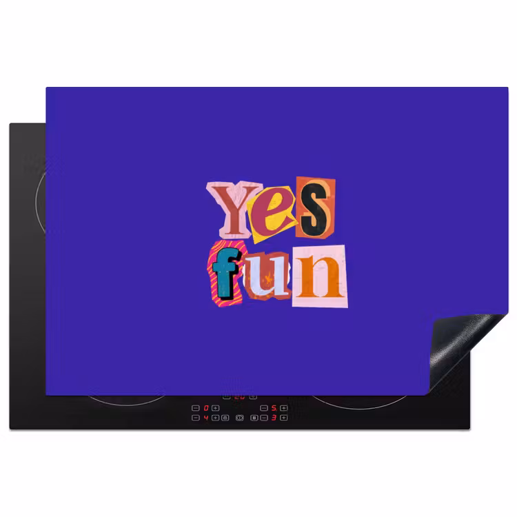 Yes fun - Kleurrijk - Collage-stijl Inductie beschermer vinyl 3mm klein -3d