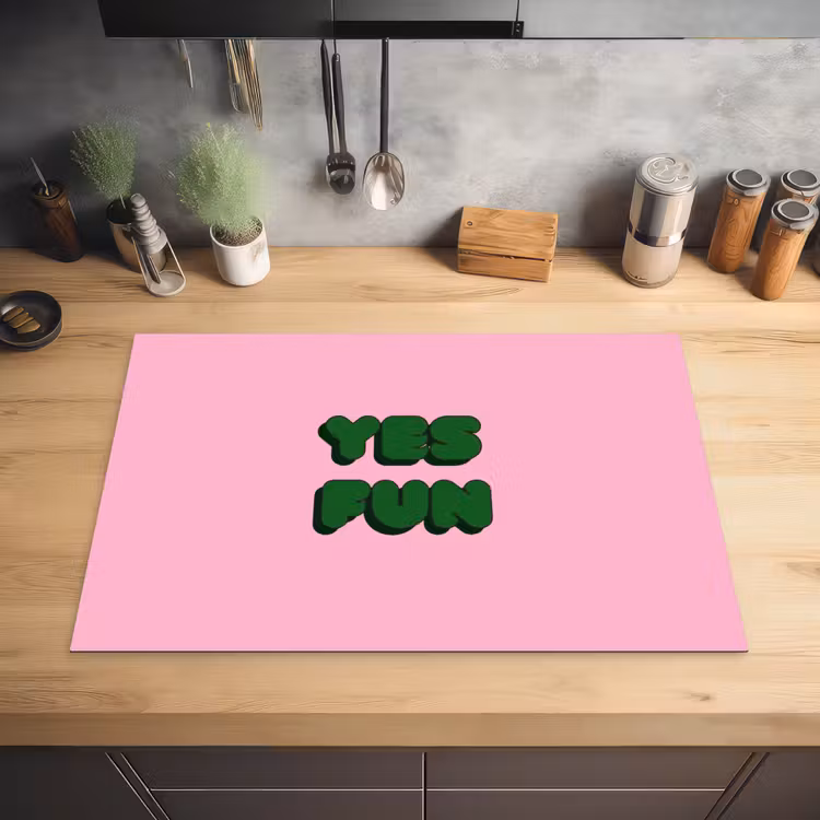 Yes fun - Groen - Roze Inductie beschermer vinyl 3mm klein -sfeer5