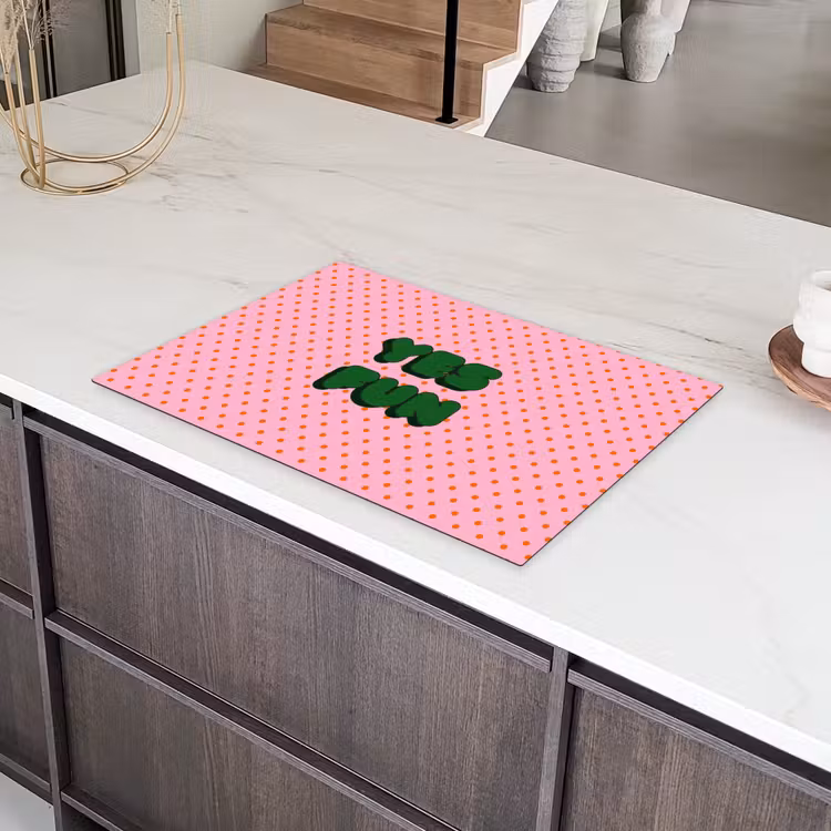 Yes fun - Groen - Roze - Stippen Inductie beschermer vinyl 3mm klein -sfeer8