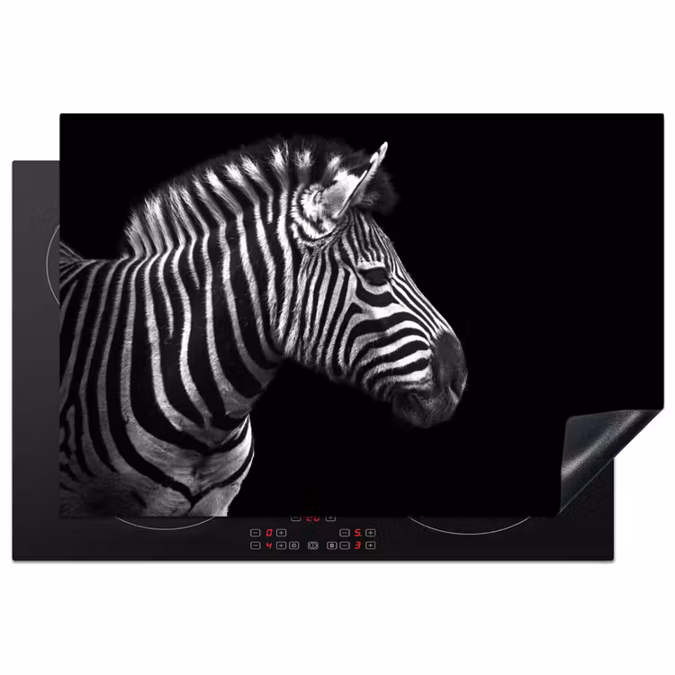 Zebra - Zwart - Wit - Portret - Dieren Inductie beschermer vinyl 3mm klein -3d