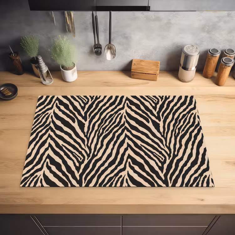 Zebra - Klassiek - Zwart Inductie beschermer vinyl 3mm klein 276 -sfeer5