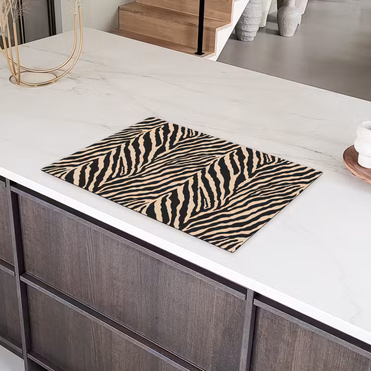 Zebra - Klassiek - Zwart Inductie beschermer vinyl 3mm klein 276 -sfeer8