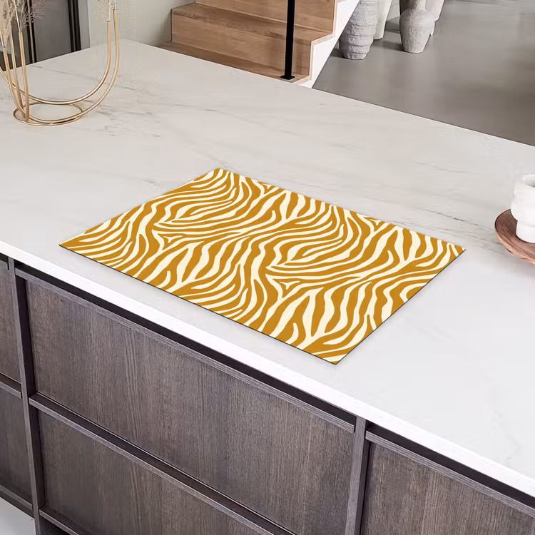 Zebra - Klassiek - Oker - Geel Inductie beschermer vinyl 3mm klein 276 -sfeer8