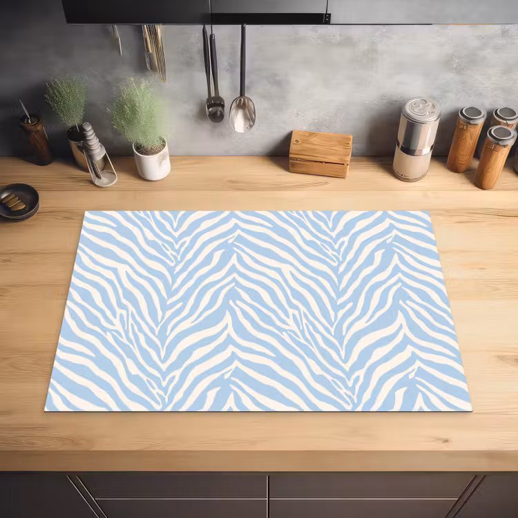 Zebra - Motief - Blauw - Wit Inductie beschermer vinyl 3mm klein 276 -sfeer5