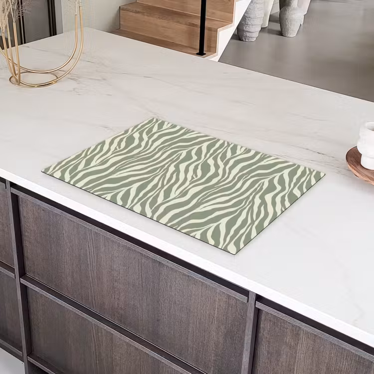 Zebra - Motief - Groen Inductie beschermer vinyl 3mm klein 276 -sfeer8