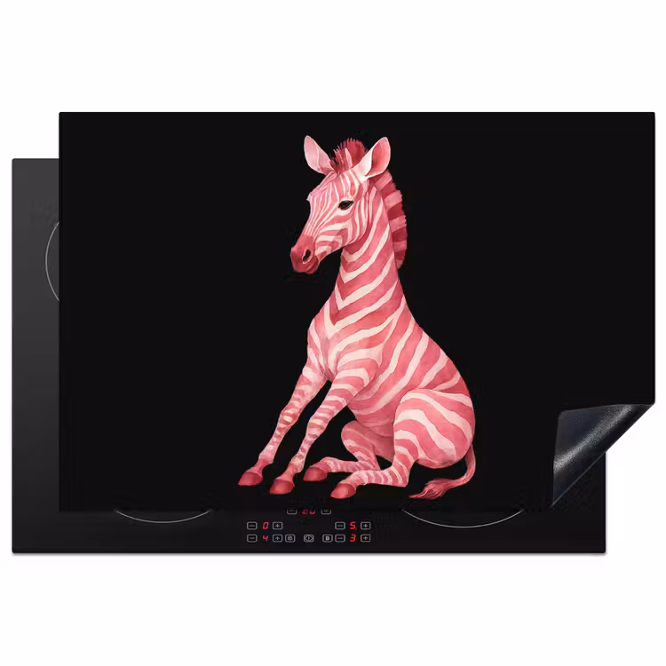 Zebra - Roze - Gestreept Inductie beschermer vinyl 3mm klein -3d