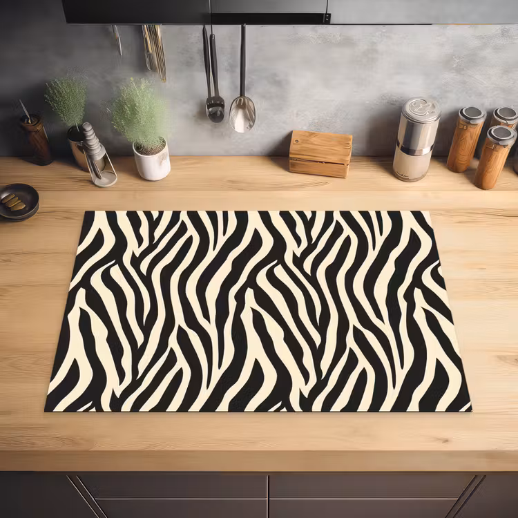 Zebra - Print - Klassiek - Zwart Inductie beschermer vinyl 3mm klein 276 -sfeer5