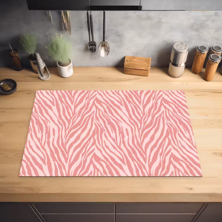 Zebra - Print - Roze Inductie beschermer vinyl 3mm klein 276 -sfeer5