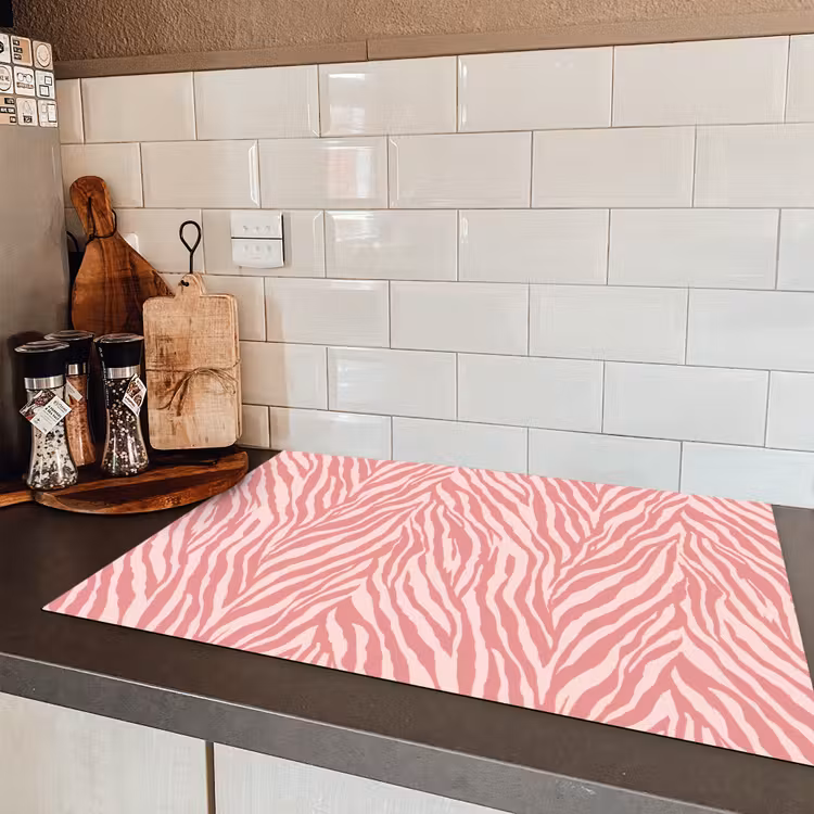 Zebra - Print - Roze Inductie beschermer vinyl 3mm klein 276 -sfeer3