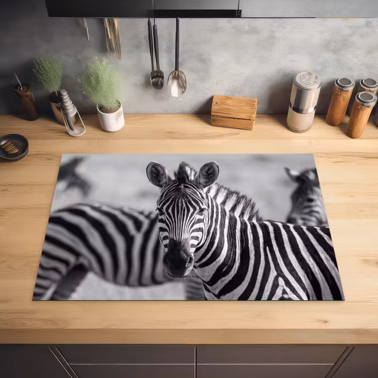 Zebra's - Zwart - Wit Inductie beschermer vinyl 3mm klein -sfeer5