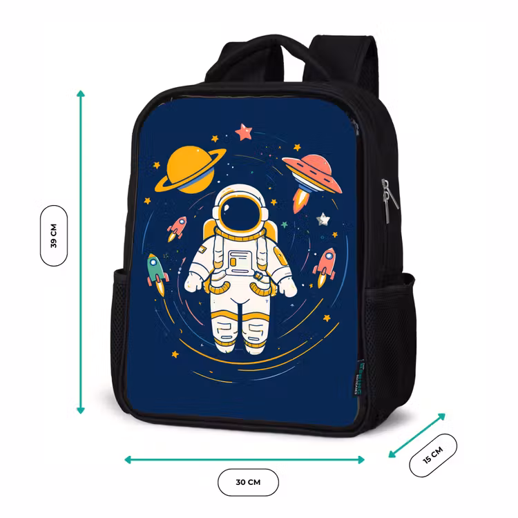 Astronaut - Planeten - Raket Rugzak - Zwart middel -productfoto_formaten