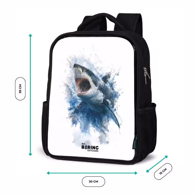 Aanvallende haai in waterverf Rugzak - Zwart middel -productfoto_formaten