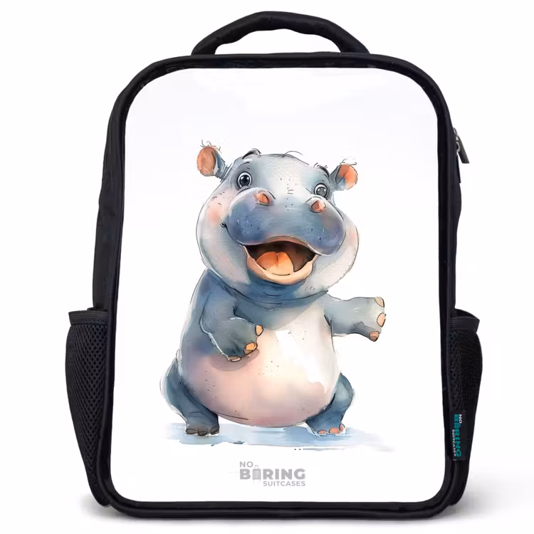 Baby nijlpaard Rugzak - Zwart middel -3d