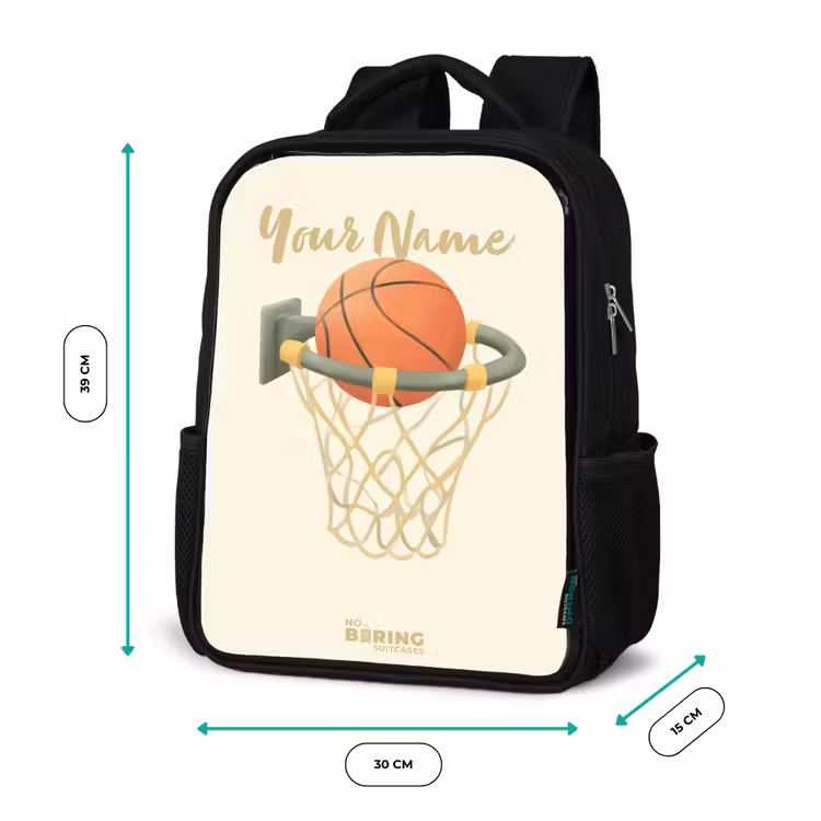 Basketbal in neutrale kleuren Rugzak - Zwart middel -productfoto_formaten
