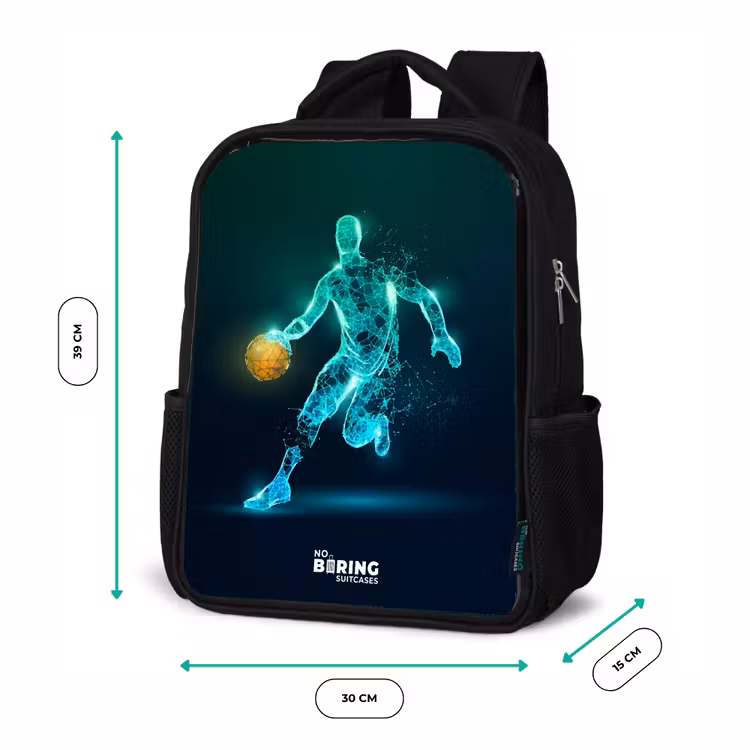 Basketbalspeler in neon dribbelactie Rugzak - Zwart middel -productfoto_formaten