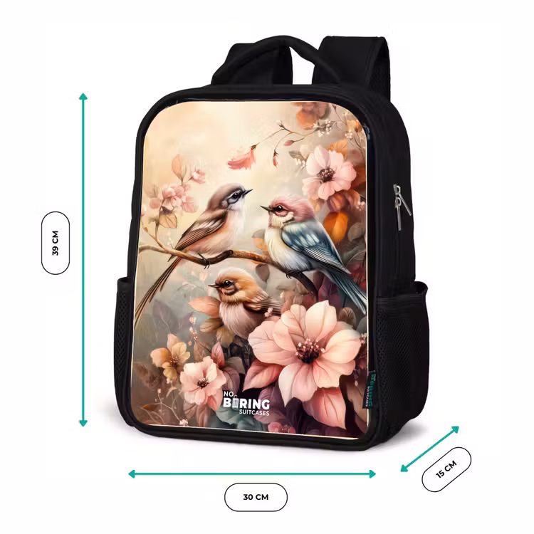 Vogels met roze bloemen Rugzak - Zwart middel -productfoto_formaten