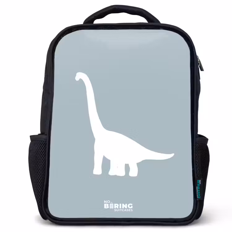 Blauw met Brachiosaurus dino Rugzak - Zwart middel -3d