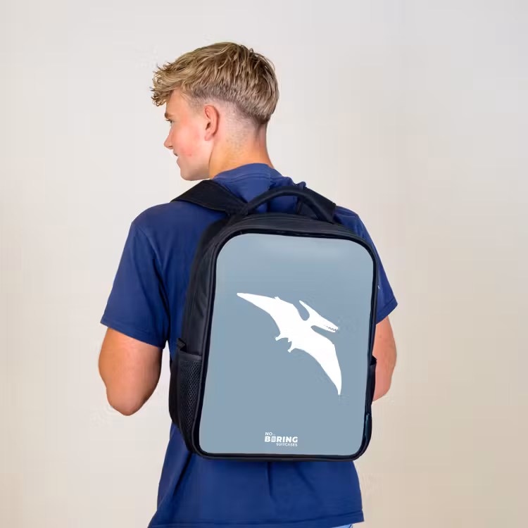 Blauw met Pteranodon dino Rugzak - Zwart middel -sfeer8