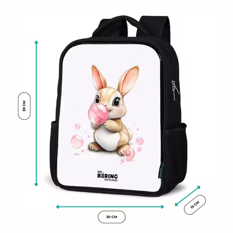 Bruin konijntje met roze bellen Rugzak - Zwart middel -productfoto_formaten