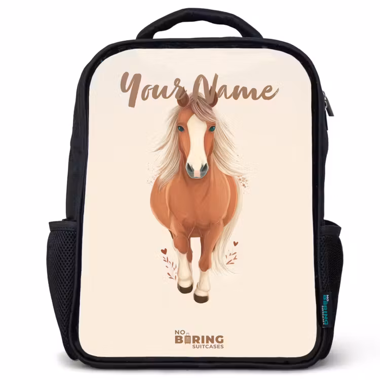 Bruin paard in gallop Rugzak - Zwart middel -3d