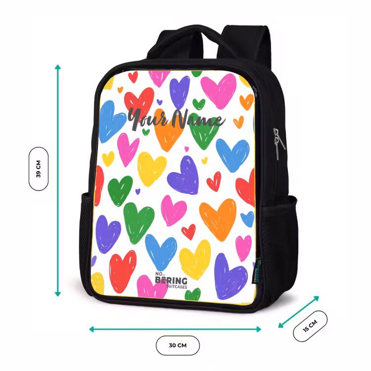 Gekleurde hartjes Rugzak - Zwart middel -productfoto_formaten