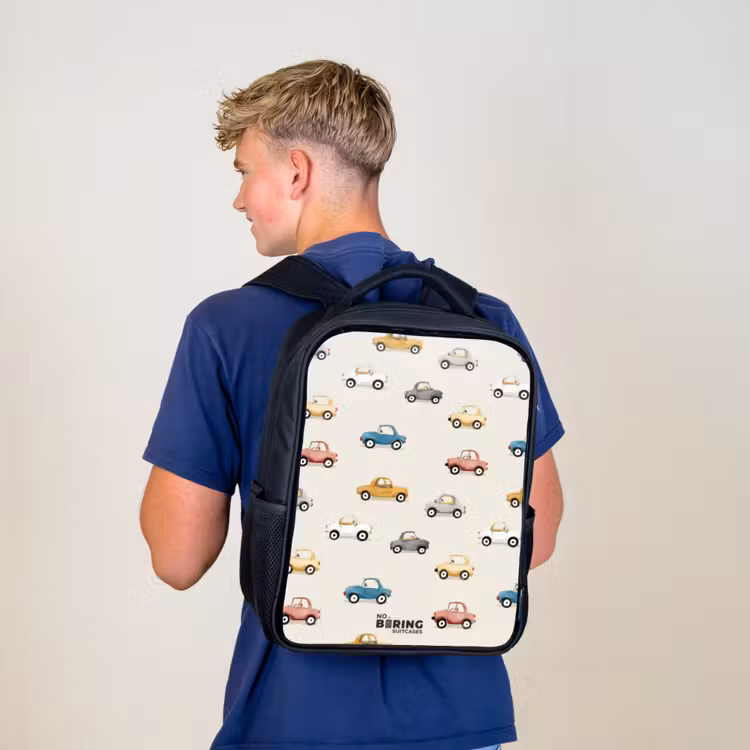 Kleurrijke retro autootjes Rugzak - Zwart middel -sfeer8