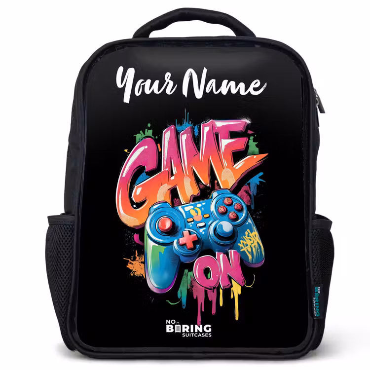 Controller - Game - Graffiti - Tekst Rugzak - Zwart middel -3d