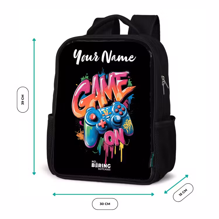 Controller - Game - Graffiti - Tekst Rugzak - Zwart middel -productfoto_formaten