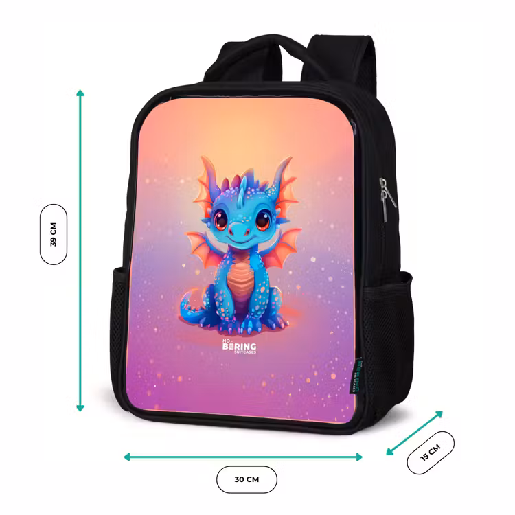 Schattige baby draak Rugzak - Zwart middel -productfoto_formaten