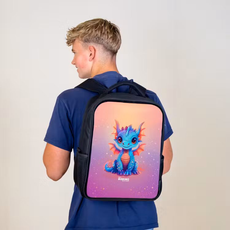 Schattige baby draak Rugzak - Zwart middel -sfeer8