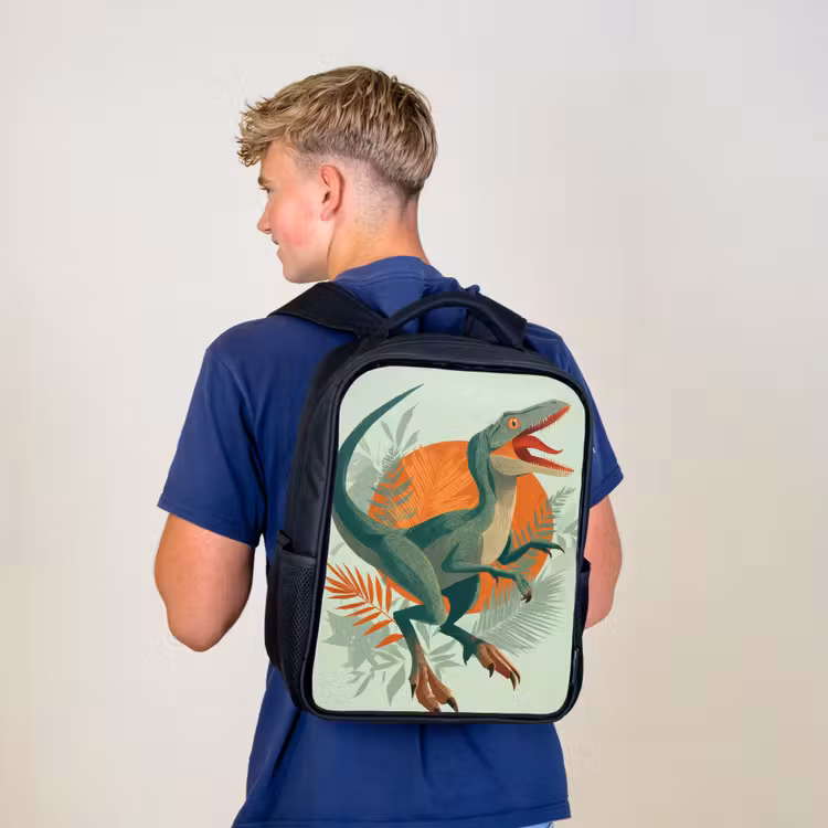 Dino - Bladeren - Grafisch - Groen Rugzak - Zwart middel -sfeer8