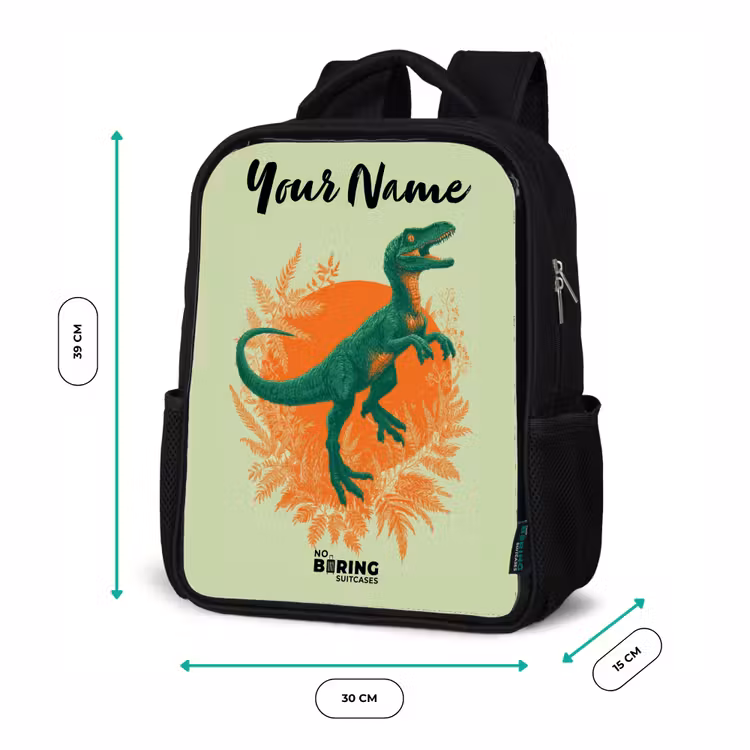 Dino - Natuur - Groen Rugzak - Zwart middel -productfoto_formaten