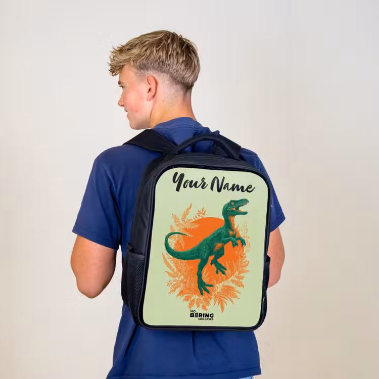 Dino - Natuur - Groen Rugzak - Zwart middel -sfeer8