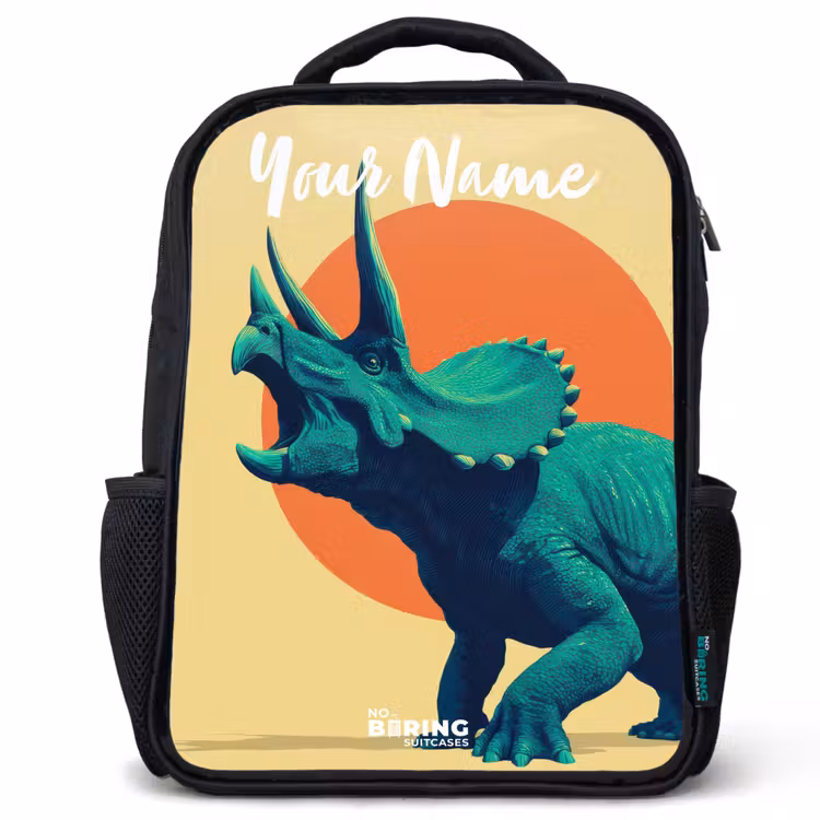 Dino - Triceratops - Dier Rugzak - Zwart middel -3d