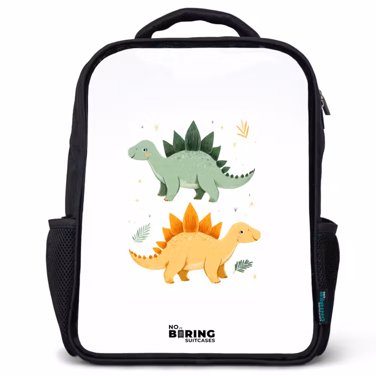 Dinos - Dieren - Groen - Oranje Rugzak - Zwart middel -3d