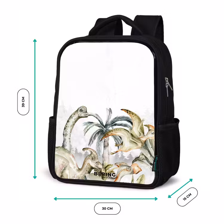 Dino's in een ruig landschap Rugzak - Zwart middel -productfoto_formaten