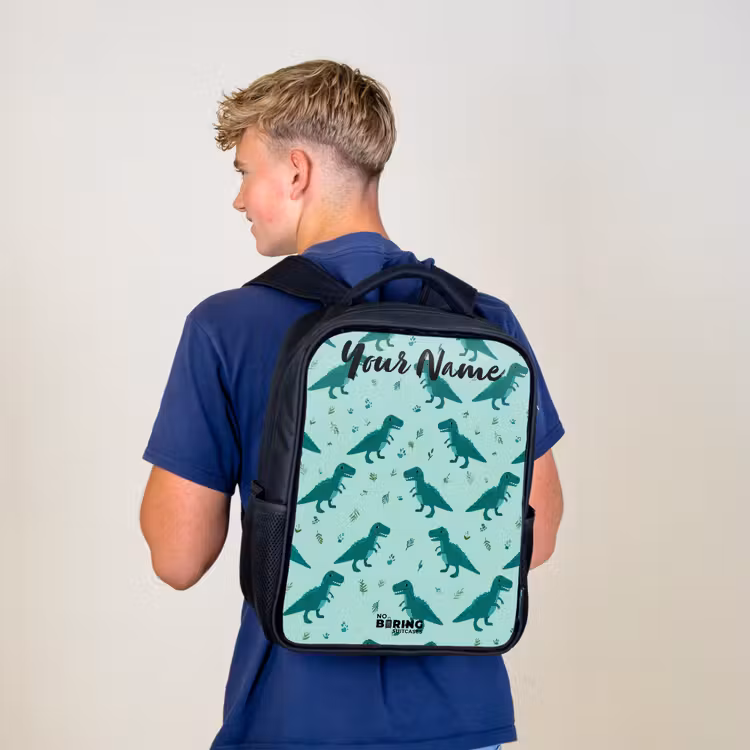 Dinos - Patroon - Groen Rugzak - Zwart middel -sfeer8