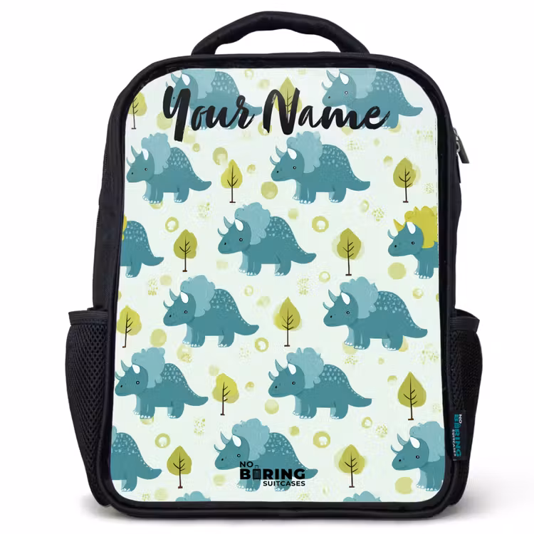 Dinos - Patroon - Natuur Rugzak - Zwart middel -3d