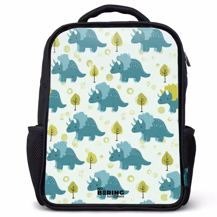 Dinos - Patroon - Natuur Rugzak - Zwart middel -3d
