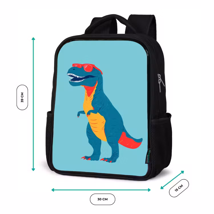 Dinosaurus - Blauw - Zonnebril Rugzak - Zwart middel -productfoto_formaten
