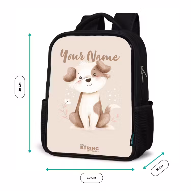 Hond in de kleuren bruin en beige Rugzak - Zwart middel -productfoto_formaten
