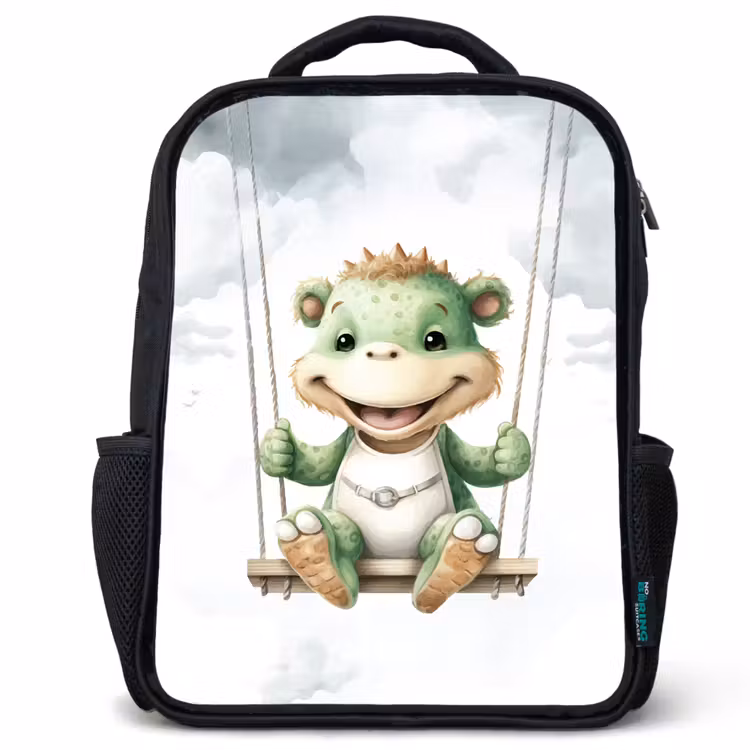 Draak - Baby dier - Kinderen Rugzak - Zwart middel -3d