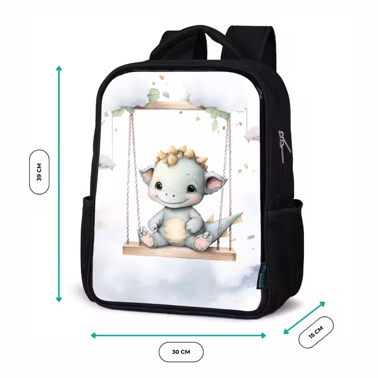 Draak - Baby dier - Kinderen Rugzak - Zwart middel -productfoto_formaten