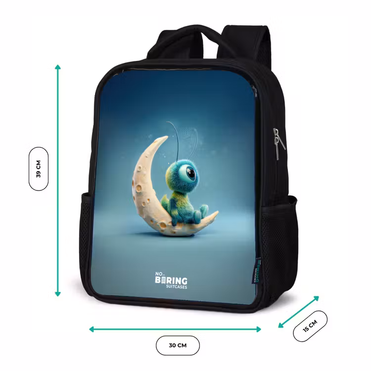 Dromerig Wezentje op de Maan Rugzak - Zwart middel -productfoto_formaten