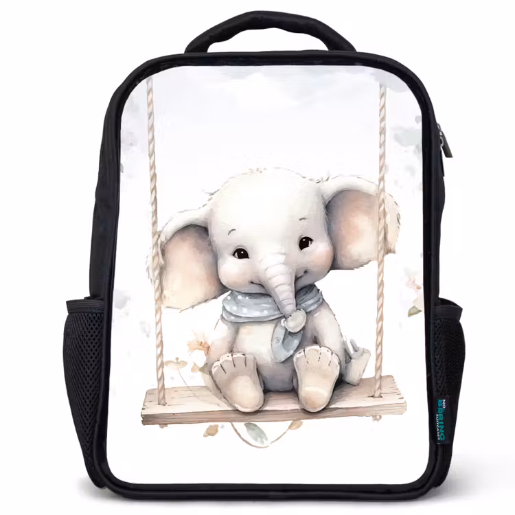 Olifant - Dier - Kinderen Rugzak - Zwart middel -3d