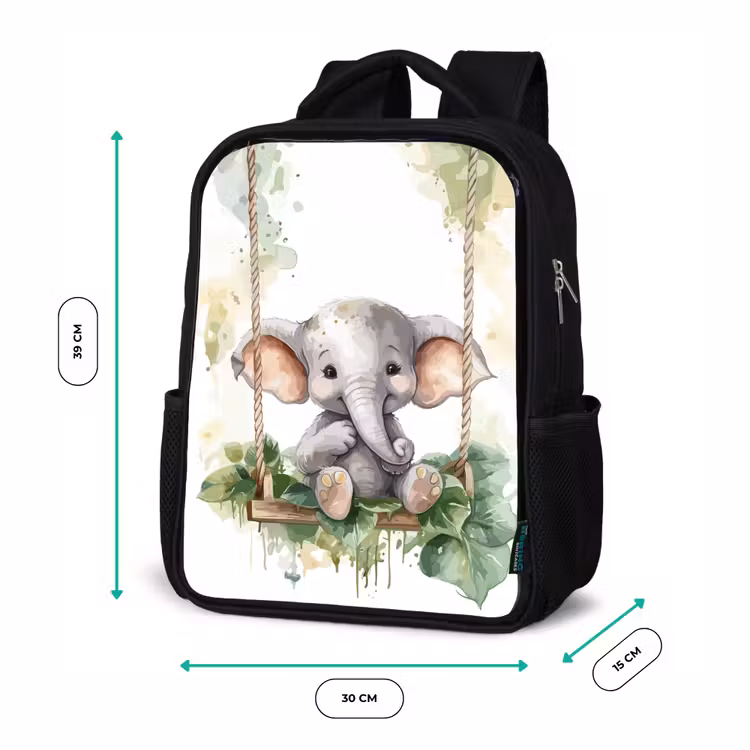 Olifant - Dier - Kinderen - Jungle Rugzak - Zwart middel -productfoto_formaten