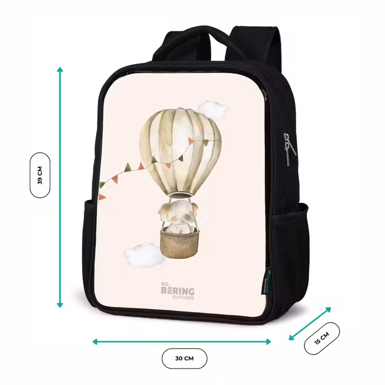 Olifant in een luchtballon Rugzak - Zwart middel -productfoto_formaten