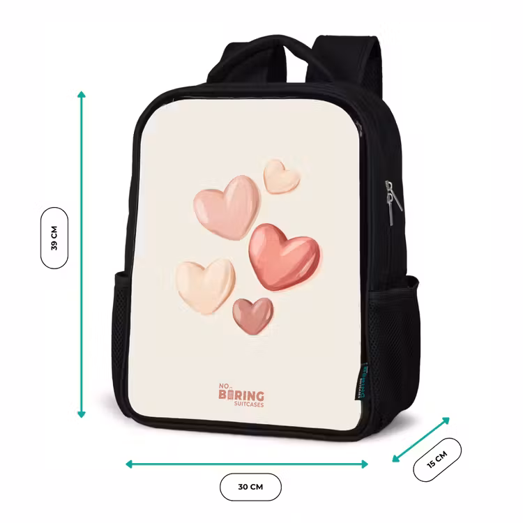 Zwevende harten in zachte rode en roze tinten Rugzak - Zwart middel -productfoto_formaten
